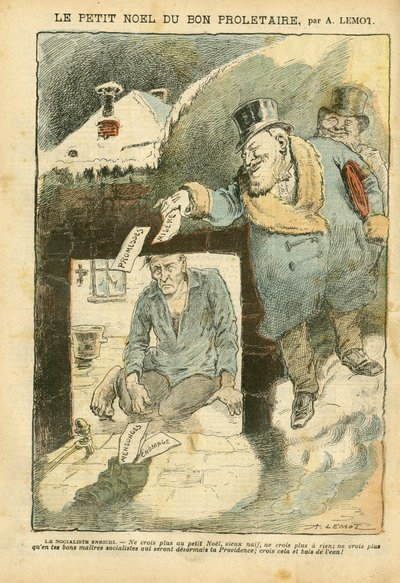 ले पेलेरिन में अकिल लेमोट (1846-1909) का चित्रण, 25/12/04 - अच्छे सर्वहारा का क्रिसमस - चुनाव, दुखी, सर्दी, अमीरों का जीवन, समाजवाद - कार्यकर्ता, दुखी, गरीब, एसडीएफ - विपक्ष / संघ द्वारा अकिल लिमोट
