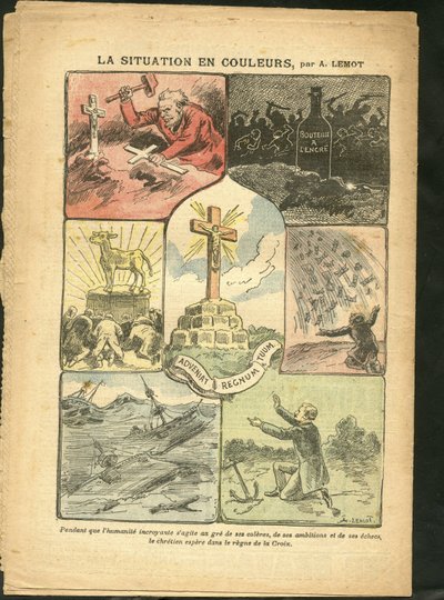 ले पेलेरिन में एचीले लेमोट (1846-1909) का चित्रण, 28/02/09 - रंग में स्थिति - धर्म आस्था, समुद्री समुद्री समुद्रतट, नास्तिकता, दुर्घटनाएं आपदाएं, प्राकृतिक आपदा, ईसाई क्रॉस, कैथोलिक कैथोलिकवाद - गोल्डन बछड़ा द्वारा अकिल लिमोट