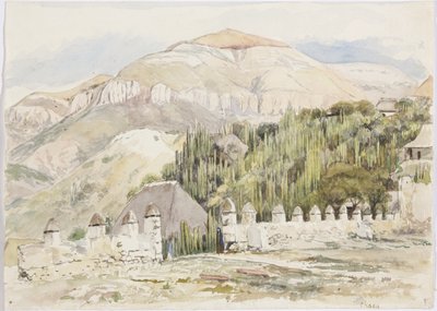 चर्च एनक्लोजर, मेट्ज़िट्लान, हिडाल्गो, मेक्सिको (जल रंग) द्वारा एडेला ब्रेटन
