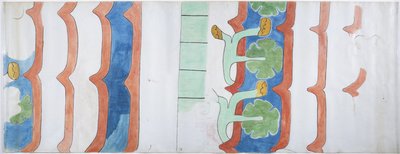 टेंपल ऑफ़ एग्रीकल्चर, टियोतिहुआकान, मैक्सिको (वाटरकलर, बॉडी कलर, ग्रेफाइट) से दीवार पेंटिंग की कॉपी द्वारा एडेला ब्रेटन