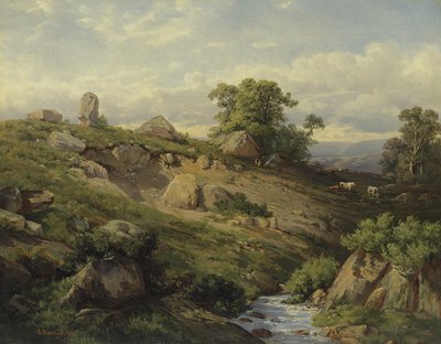 रॉक फॉल के साथ वैली स्लोप, 1861 द्वारा अडोल्फ़ मोसेंगल