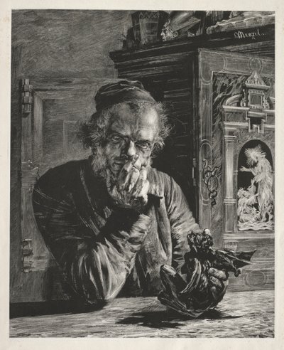 द एंटीकरी - सेल्फ-पोर्ट्रेट, 1851। द्वारा एडॉल्फ मेंजेल