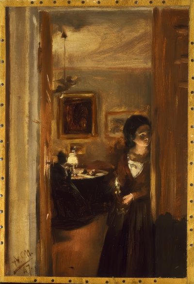 Menzel की बहन के साथ रहने का कमरा द्वारा Adolph Menzel