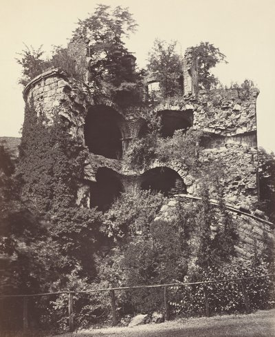 विस्फोटित टॉवर, हीडलबर्ग कैसल, सी। 1865. द्वारा आदोलपे ब्रौन