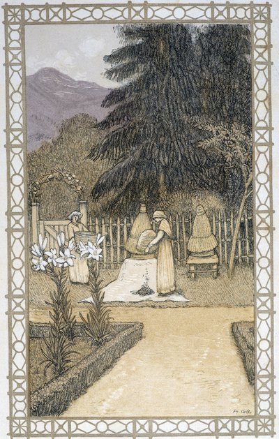 मधुमक्खियों का जीवन: मधुमक्खी पालन का कार्य - ए गिरौडोन द्वारा चित्र बनाना द्वारा अडोलफे जिराउडन