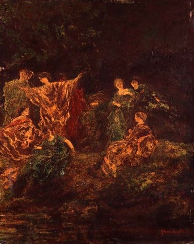 Fete Galante, c.1870 (पैनल पर तेल) द्वारा एडोल्फ जोसेफ थॉमस मोंटीसेली