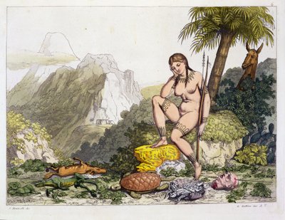 गैलो गैलिना (1796-1874) द्वारा उत्कीर्ण दक्षिण अमेरिकी भारतीय महिला द्वारा एडोल्फ जोसेफ थॉमस मोंटीसेली