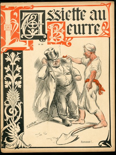 "" L'Plate au Beurre "", संख्या 21, रंगों में व्यंग्य का कवर द्वारा एडोल्फ लियोन विलेट