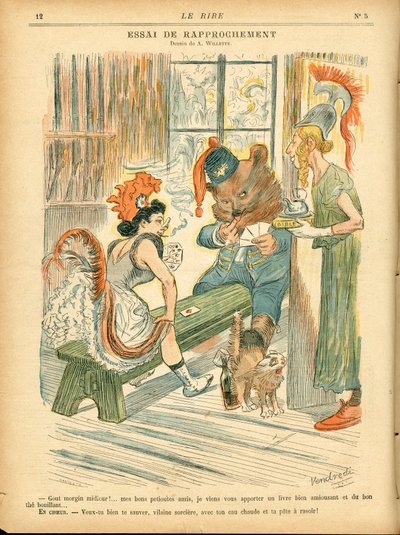 हँसी, रंगों में व्यंग्य: टाई डे तालमेल - ताश का खेल - मैरिएन, भालू, एल्बियन ब्रिटानिया - एडोल्फ (विलेट) द्वारा चित्रण (1857-1926) द्वारा एडोल्फ लियोन विलेट