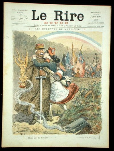 थैंक यू, फादर विक्ट्री, 'ले रीयर रूज' का फ्रंट कवर, 2 जनवरी 1915 (कलर लिथो) द्वारा एडोल्फ लियोन विलेट