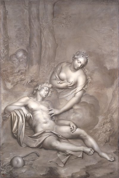 लूना (डायना) 1696 स्लीपिंग एंडिमियन का दौरा करती है द्वारा एड्रियान वैन डेर वेर्फ़