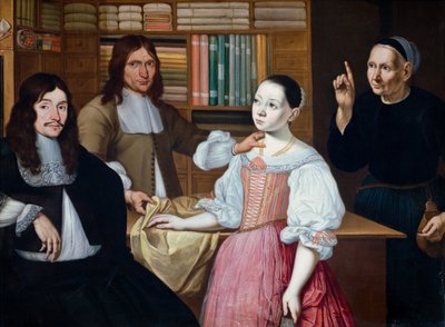 ड्रेपर शॉप में, 1670 (तांबे पर तेल) द्वारा एड्रिएन ब्लोम