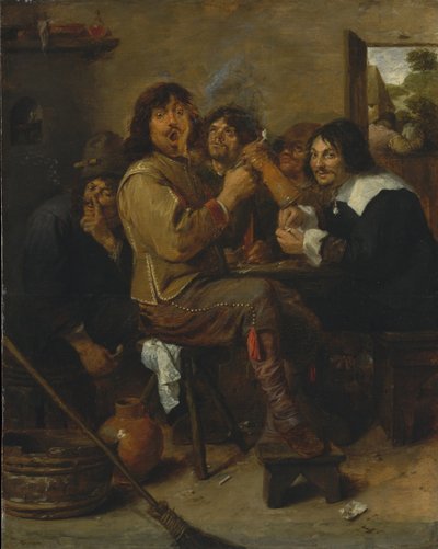 द स्मोकर्स, c.1636 द्वारा एड्रियन ब्रोवर
