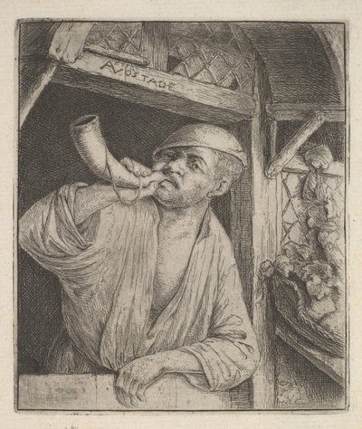 बेकर ब्लोइंग हॉर्न, 1610-85। द्वारा एड्रिएन जंज़। वैन ओस्टेड