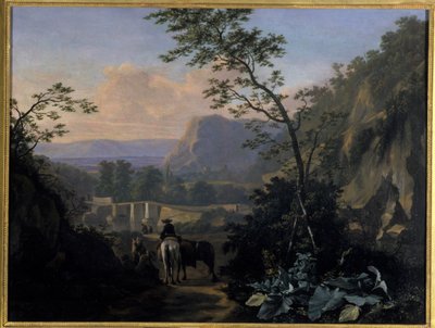 राइडर के साथ दक्षिणी परिदृश्य, 1654 द्वारा Adriaen van Eemont