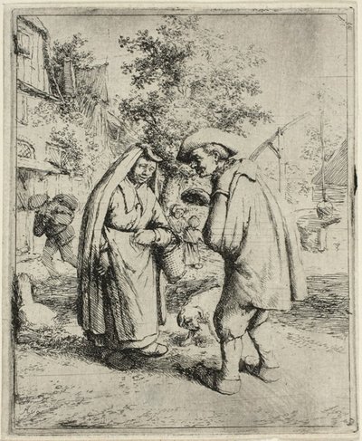 पुरुष और महिला बातचीत कर रहे हैं द्वारा Adriaen van Ostade