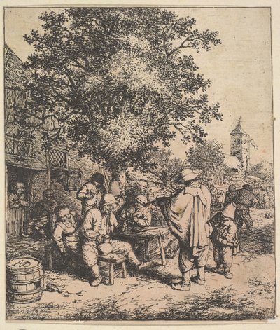 वायलिन वादक और लिटिल ऑर्गनग्राइंडर, 1610-85। द्वारा एड्रियान वैन ओस्टेड