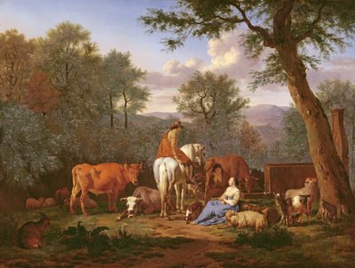 लैंडस्केप विथ कैटल एंड फिगर्स, 1664 द्वारा Adriaen van de Velde