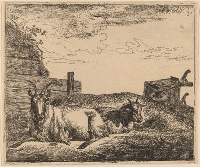 लेटी हुई बकरियाँ द्वारा Adriaen van de Velde
