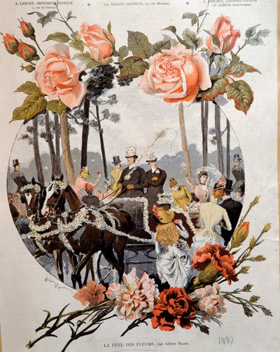 एड्रियन मैरी (1848-1891) द्वारा 19वीं सदी के पेरिस, सजावटी कला द्वारा फ्लॉवर फेस्टिवल ड्रॉइंग द्वारा एड्रिएन इमैनुएल मैरी