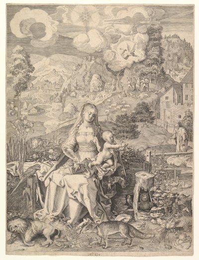 वर्जिन एंड चाइल्ड इन अ लैंडस्केप, ca. 1597। द्वारा एजिडियस सदेलर II