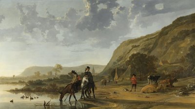 रिडर के साथ रिवर लैंडस्केप, 1653-7 द्वारा ऐलबर्ट क्यूप