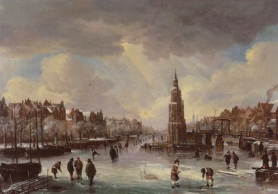 एक जमे हुए नदी पर टाउन द्वारा Aert van der Neer