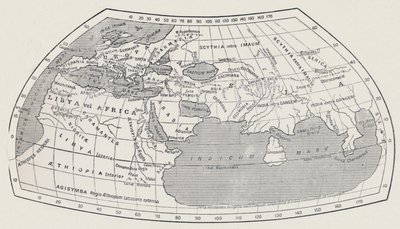 विश्व का मानचित्र, टॉलेमी के अनुसार, 1923। द्वारा अलेक्जेंड्रिया का अगाथोडोमन