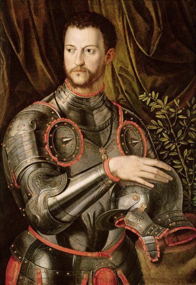 कोसिमो I का पोर्ट्रेट, (1519-1574) टस्कनी का ग्रैंड ड्यूक, c.1550 द्वारा ब्रोंज़िनो का एग्नोलो स्टूडियो