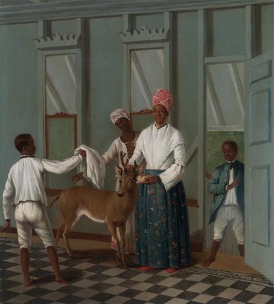 एक हिरण को धोने वाले नौकर, सीए। 1775. द्वारा अगस्टिनो ब्रूनियास
