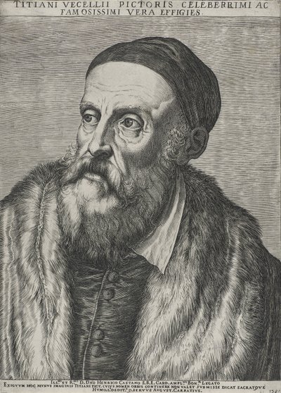 पोर्टियन ऑफ टिटियन, 1587 (वॉटरमार्क के साथ रखी कागज पर उत्कीर्णन) द्वारा अगस्टिनो कार्रेसी