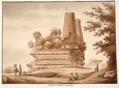 होराती और कुरावती का मकबरा, 1833 (भूरे रंग के धुएँ के साथ नक़्क़ाशी) द्वारा एगोस्टिनो टोफ़ानेलि
