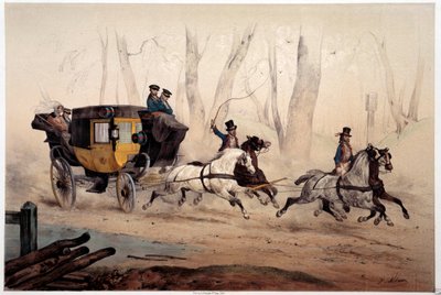 अल्बर्ट एडम द्वारा द पोस्ट चेयर प्रिंट (1833-?) 1870 पेरिस, मुसी कार्नावाले द्वारा अल्बर्ट एडम