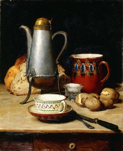 स्टिल लाइफ: कॉफी और आलू, 1897 द्वारा Albert Anker