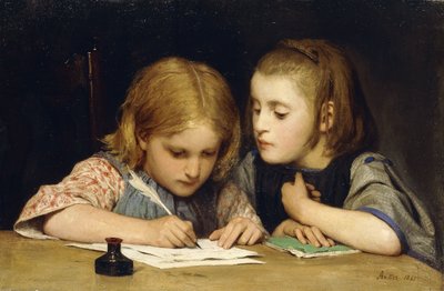 सबक; लेखन कक्षाएं, 1865 द्वारा Albert Anker