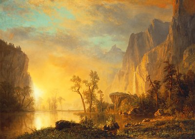 रॉकेट्स में सूर्यास्त द्वारा Albert Bierstadt