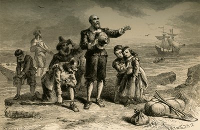 तीर्थयात्रियों की लैंडिंग, 1877। द्वारा अल्बर्ट बोबेट