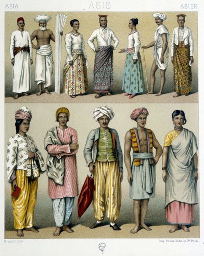 कॉस्टयूम डी इंडीज - 19 वीं शताब्दी के अंत में रैसिनेट द्वारा "" द हिस्टोरिकल कॉस्ट्यूम" में द्वारा अल्बर्ट चार्ल्स अगस्त रेसिनेट