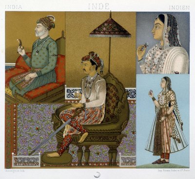 भारत में पारंपरिक मुगोल और महाराजा वेशभूषा - "ऐतिहासिक पोशाक" में Racinet . द्वारा द्वारा अल्बर्ट चार्ल्स अगस्त रेसिनेट