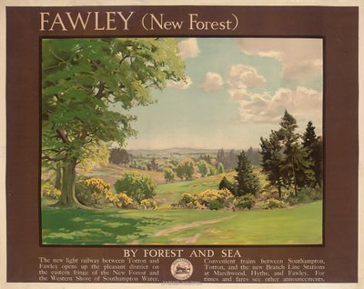 Fawley (नया वन), पोस्टर विज्ञापन दक्षिणी रेलवे (रंग लिथो) द्वारा अल्बर्ट जॉर्ज पैंथरब्रिज