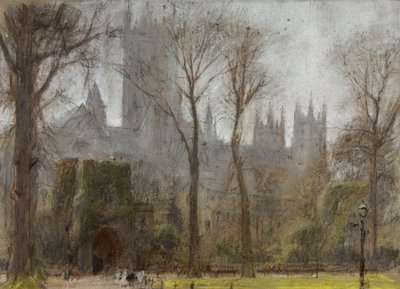 कैंटरबरी, c.1860-c.1932 (टिंटेड पेपर पर पेस्टल और पेंसिल) द्वारा अल्बर्ट गुडविन