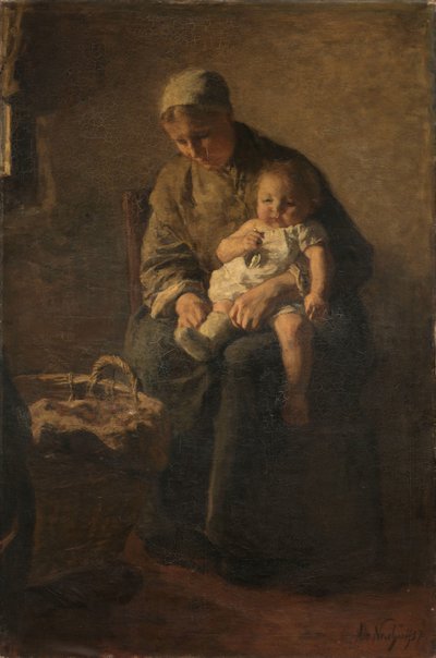 एक माँ अपने बच्चे के साथ द्वारा Albert  Neuhuys