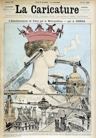 मेट्रो द्वारा पेरिस का सौंदर्यीकरण - 19/06/1886 के "ला कैरिकेचर" में रोबिडा द्वारा द्वारा अल्बर्ट रोबिडा