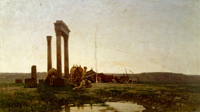 डेजर्ट में शास्त्रीय खंडहर, अल्बर्टो पासिनी द्वारा पेंटिंग (1826-1899) द्वारा अल्बर्टो पासिनी