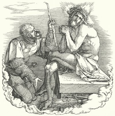 अल्ब्रेक्ट ड्यूरर द्वारा द लार्ज पैशन का शीर्षक पृष्ठ, पृथ्वी पर मसीह के अंतिम दिनों का चित्रण (उत्कीर्णन) द्वारा अल्ब्रेक्ट (बाद में) ड्यूरर या ड्यूरर