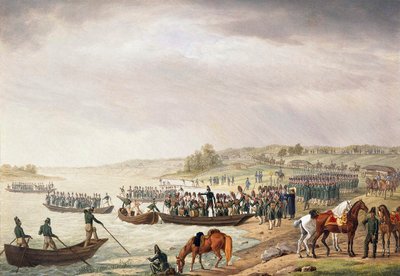 30 जून 1812, 1815 को यूजीन डे बेउरैनीस का इतालवी कोर, निमन को पार करते हुए। द्वारा अल्ब्रेक्ट एडम