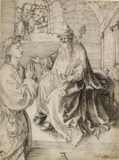 एक शक्तिशाली के सामने घुटने टेकता एक युवा, c1490s द्वारा अल्ब्रेक्ट ड्यूरर