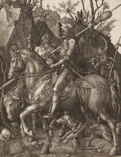 नाइट, डेथ एंड डेविल, 1513। द्वारा Albrecht Dürer