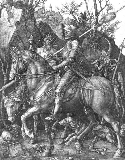 नाइट, डेथ एंड डेविल, 1513 द्वारा Albrecht Dürer