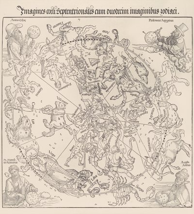 आकाशीय मानचित्र- उत्तरी गोलार्ध, 1515, 1515। द्वारा अल्ब्रेक्ट ड्यूरर